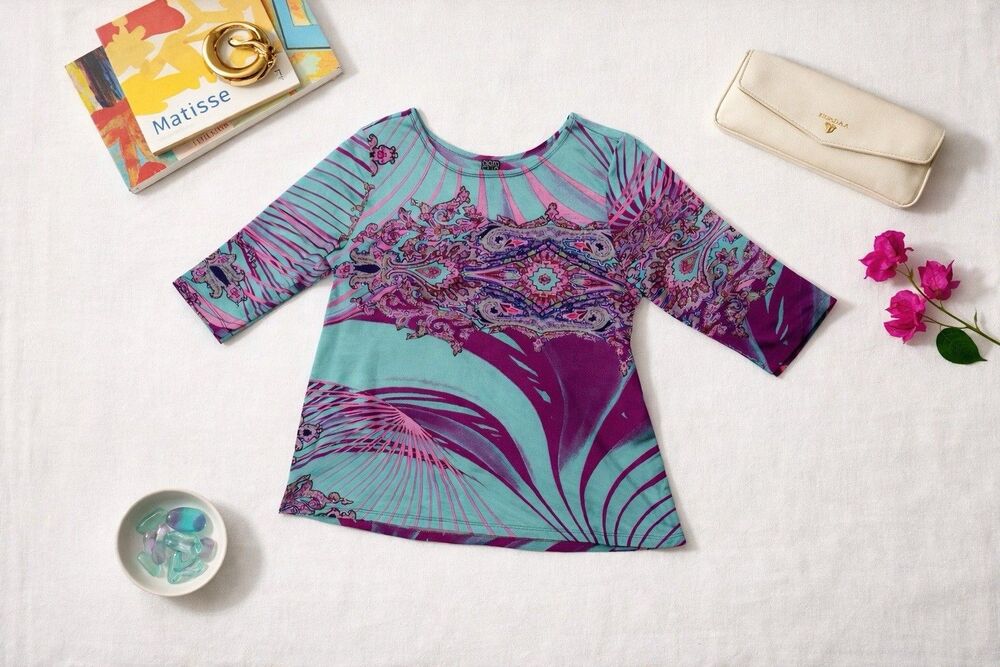 Clara Sun Woo Liquid Knit Tunic Top Sheer Travel Wrinkle Resistant L